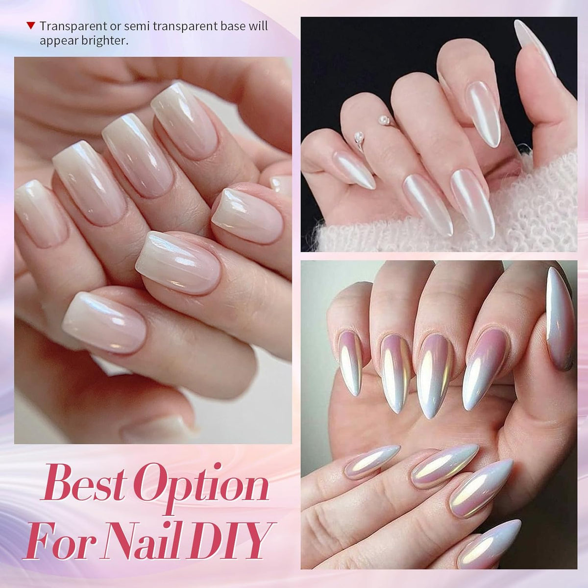BORN PRETTY White Pearl Chrome Nail Powder And Chameleon Aurora Nail Powder Pigment Mermaid Pigment