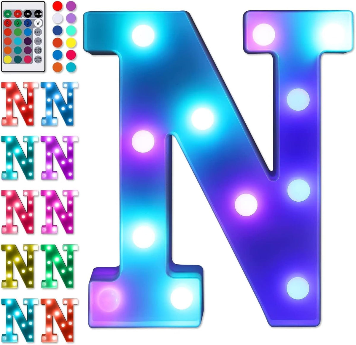 Foaky Colorful LED Letter Lights with Remote,Marquee Light Up Letters Sign for Night Light