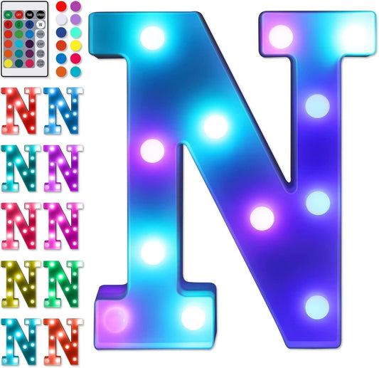Foaky Colorful LED Letter Lights with Remote,Marquee Light Up Letters Sign for Night Light