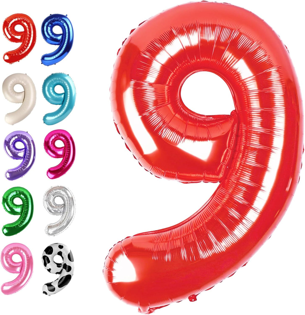 40 Inch Big Red 9 Balloon Number, Jumbo Giant Happy 9th 19 29 39 49 99 Birthday Party Decorations