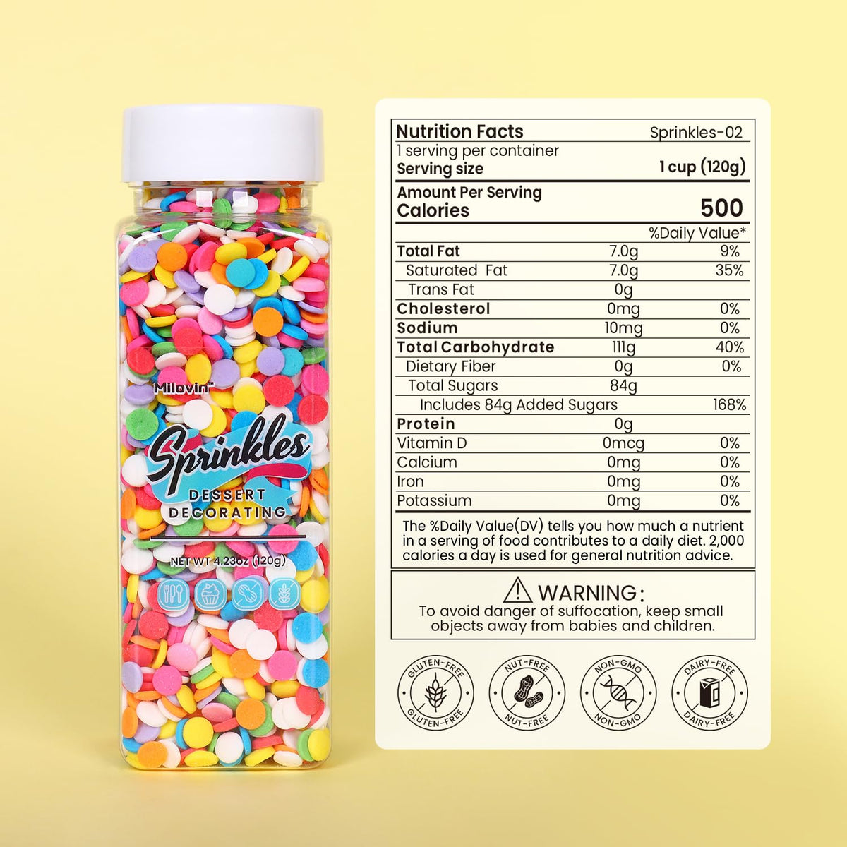 Edible Confetti Sprinkles for Cake Decorating, Round sprinkles, Rainbow Sprinkles for Baking