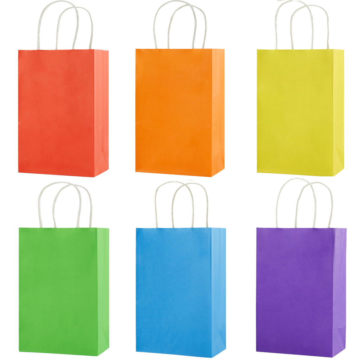 SUNCOLOR 24-Pack Rainbow Gift Bags with Handles, 8" Multi-Color Paper Party Favor Bags for Goodies.
