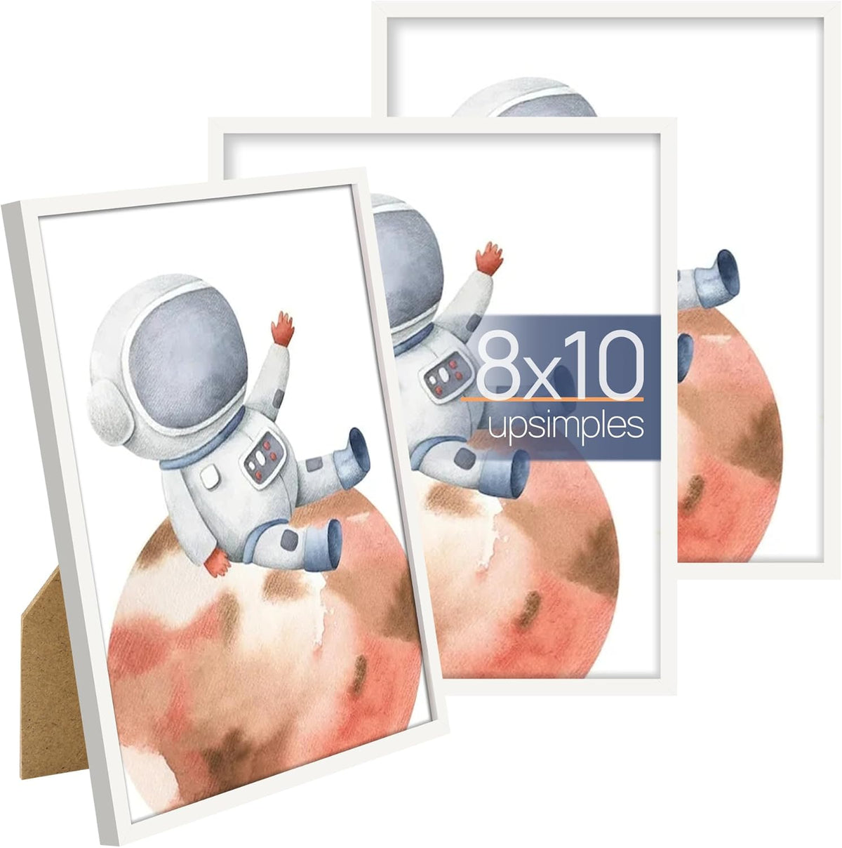 upsimples 8x10 Picture Frame Set of 3, Made of High Definition Glass for 8 x 10, Wall and Tabletop