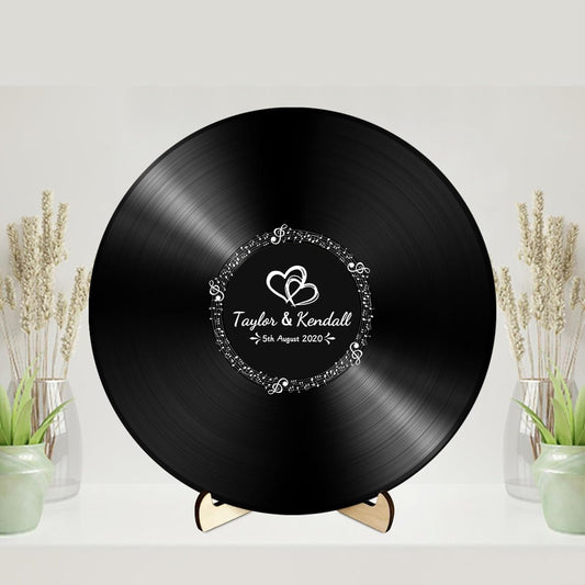 Personalized Vintage Record Guest Book Sign Custom Name Date Rustic Wedding Guest Book Alternative
