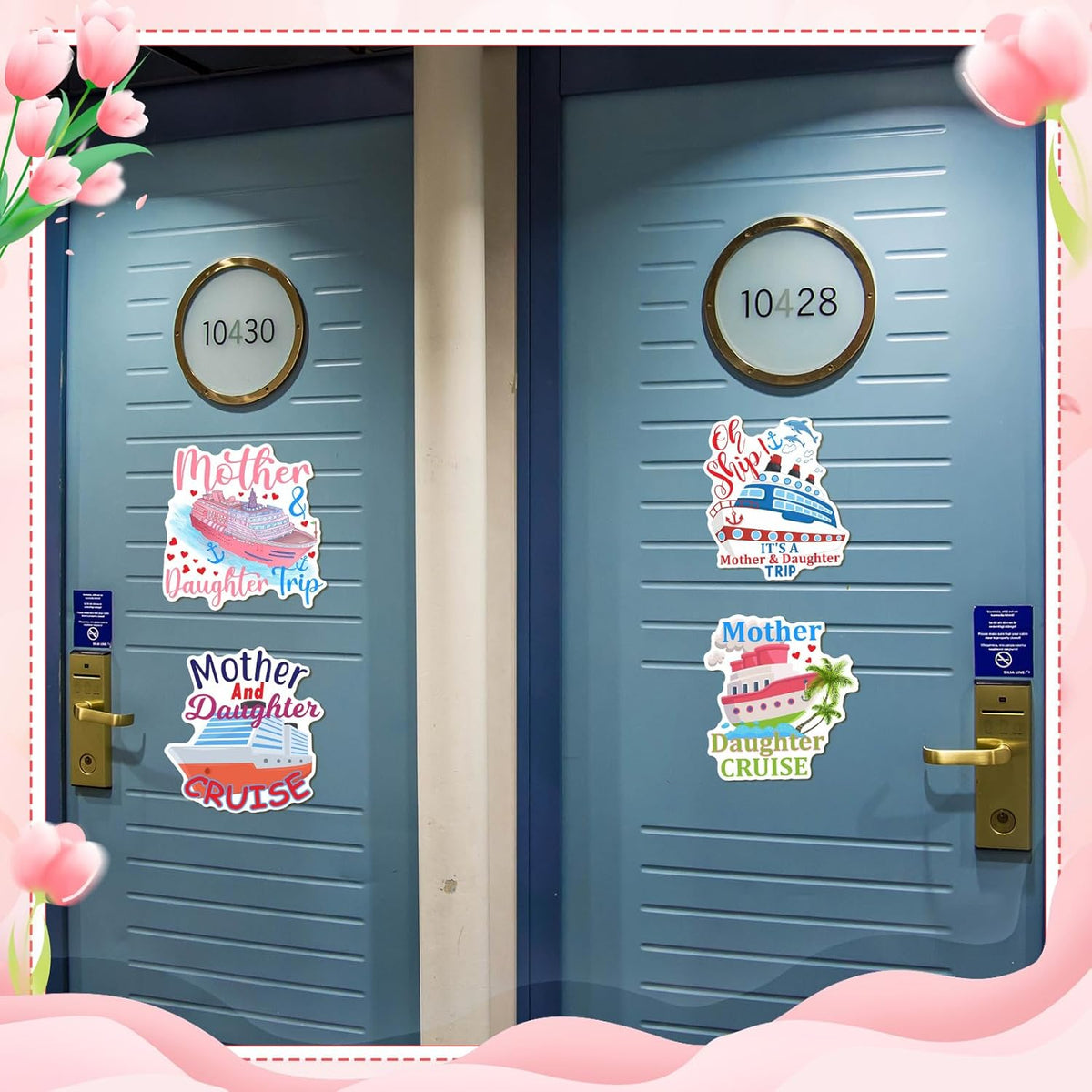 Hoteam 4 Pcs Mother Daughter Cruise Door Decorations Magnetic Large Cruise Ship Door Magnets Funny