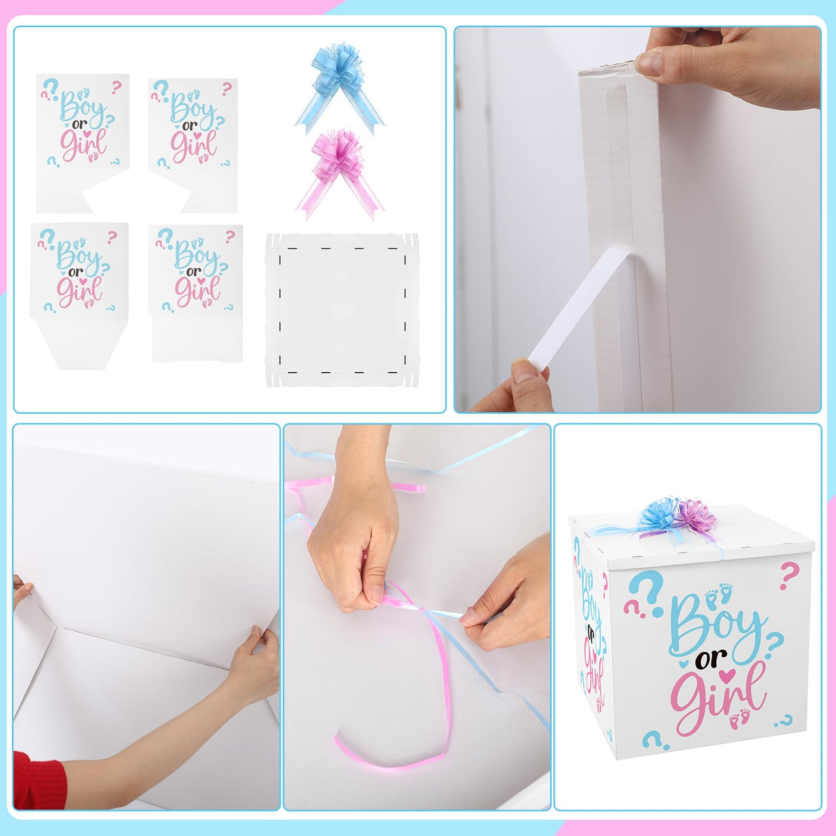 AmazingSpark 28in Giant Gender Reveal Gift Box with Lid Kit Oversized Gender Reveal Balloon Box