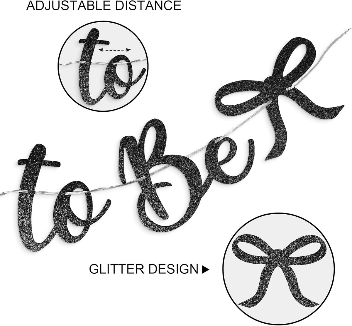 Bride to Be Banner, Black Bride to Be with Bow Glitter Bachelorette Bridal Party Banner BRIDE TO BE