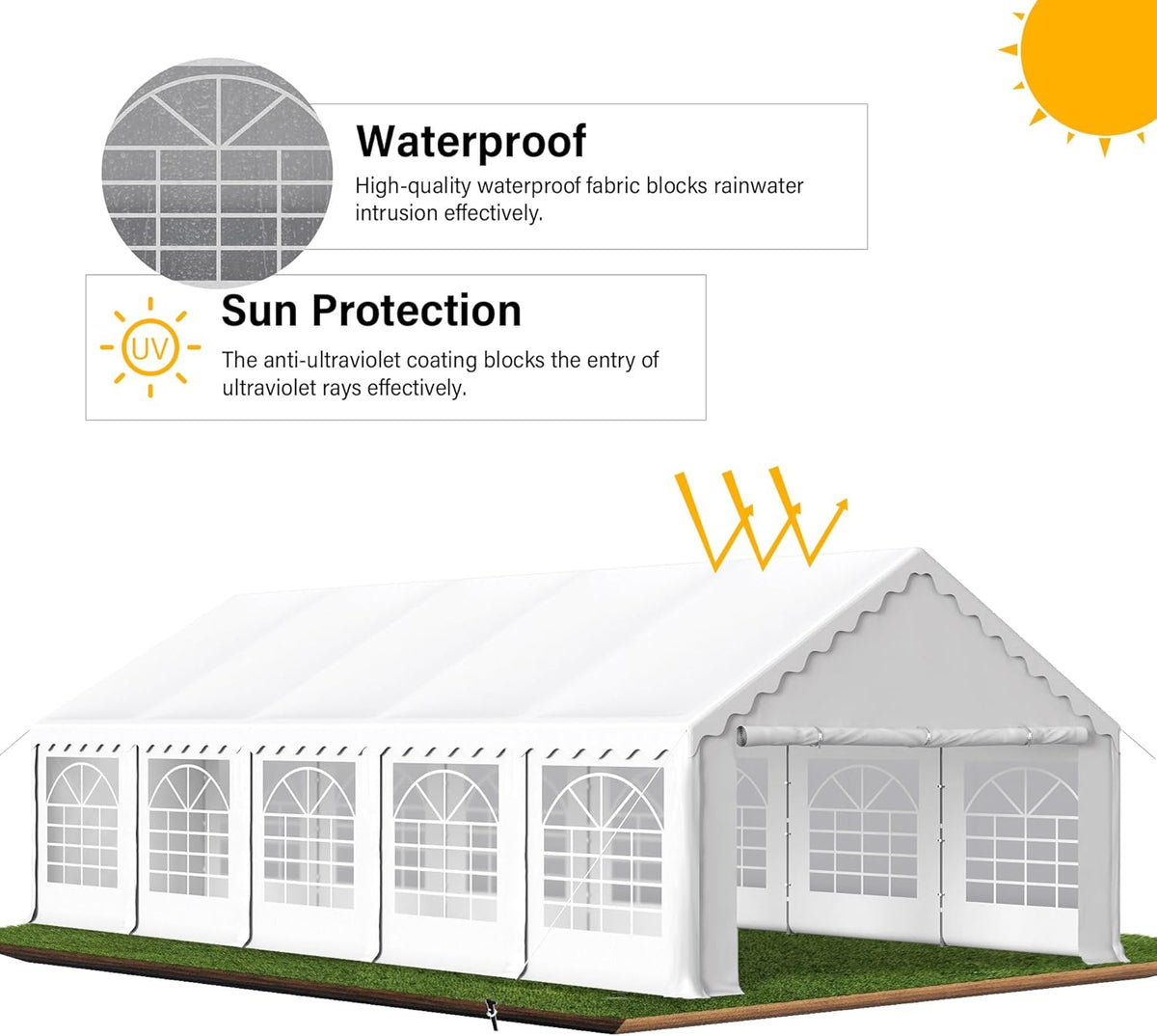 HERA'S PALACE 16'x 32' Outdoor Tents for Parties Large Canopy Tent with 12 Removable Sidewalls