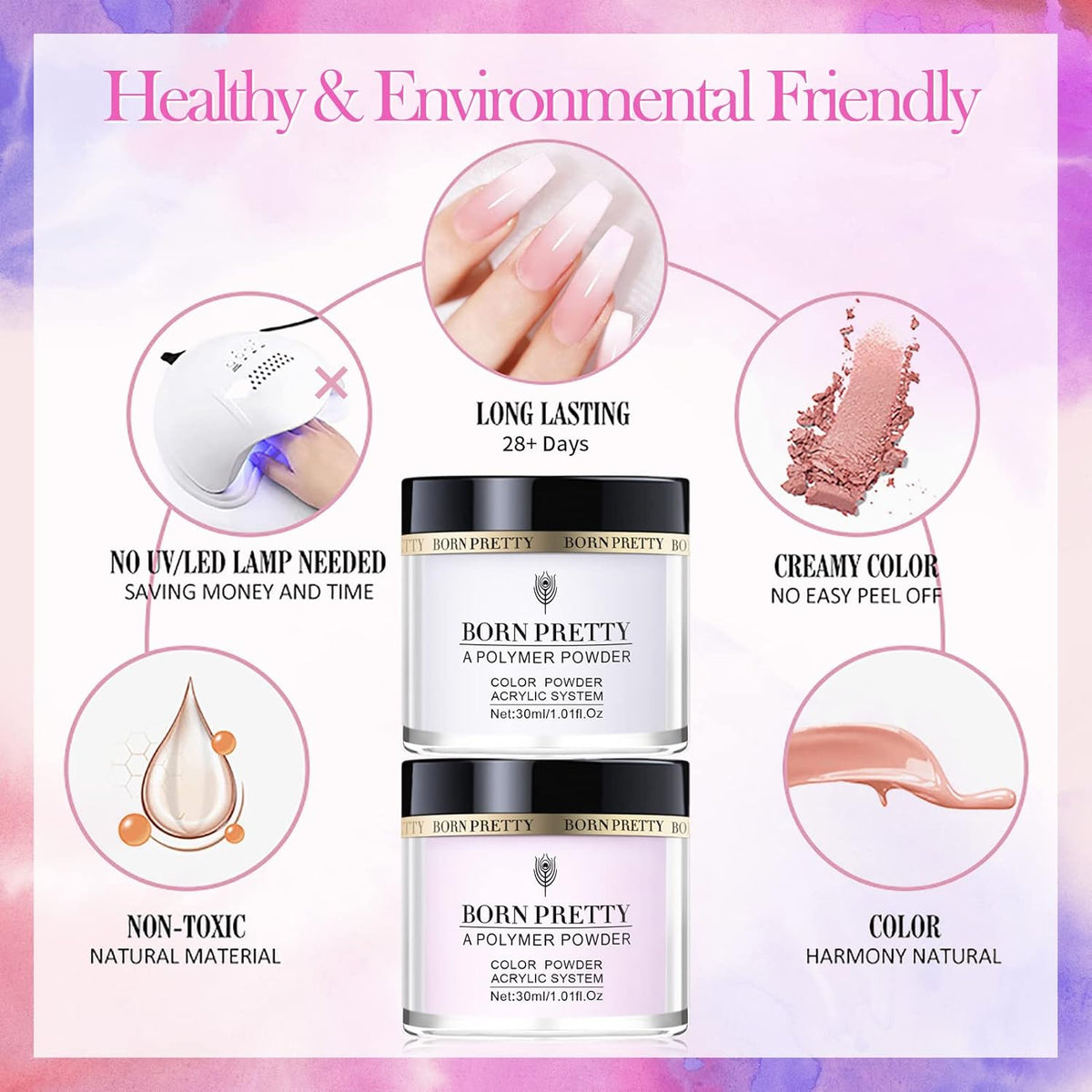 BORN PRETTY Acrylic Nail Kit with Everything ,96PCs Acrylic Powder and Liquid Monomer Set with