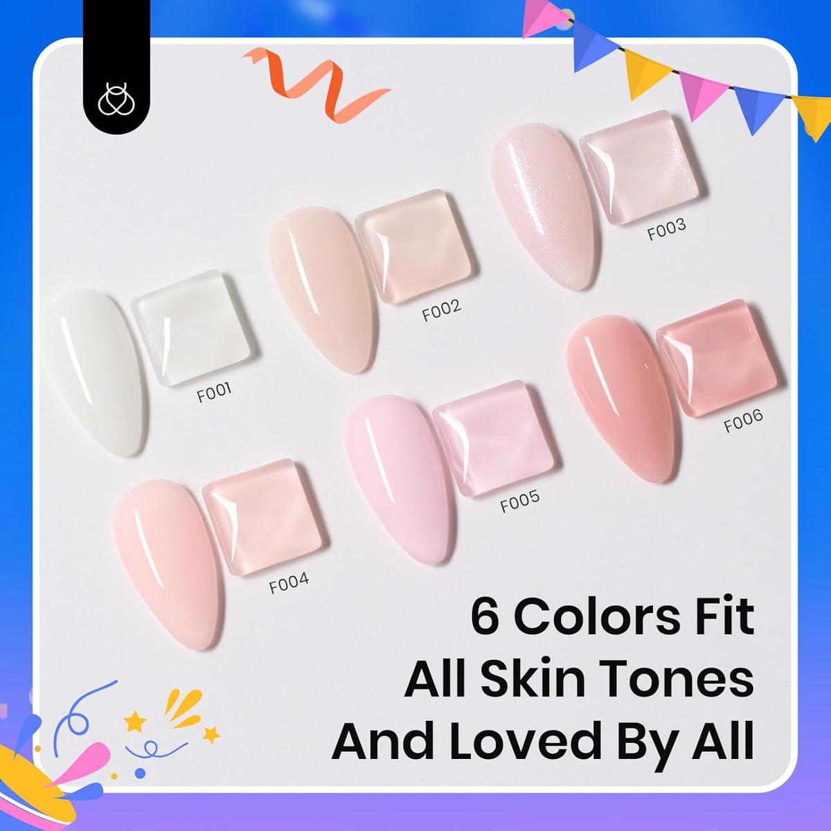 Beetles Rubber Base Builder Nail Gel - White Nude Pink Glitter French Tip Base Color Gel Polish Set