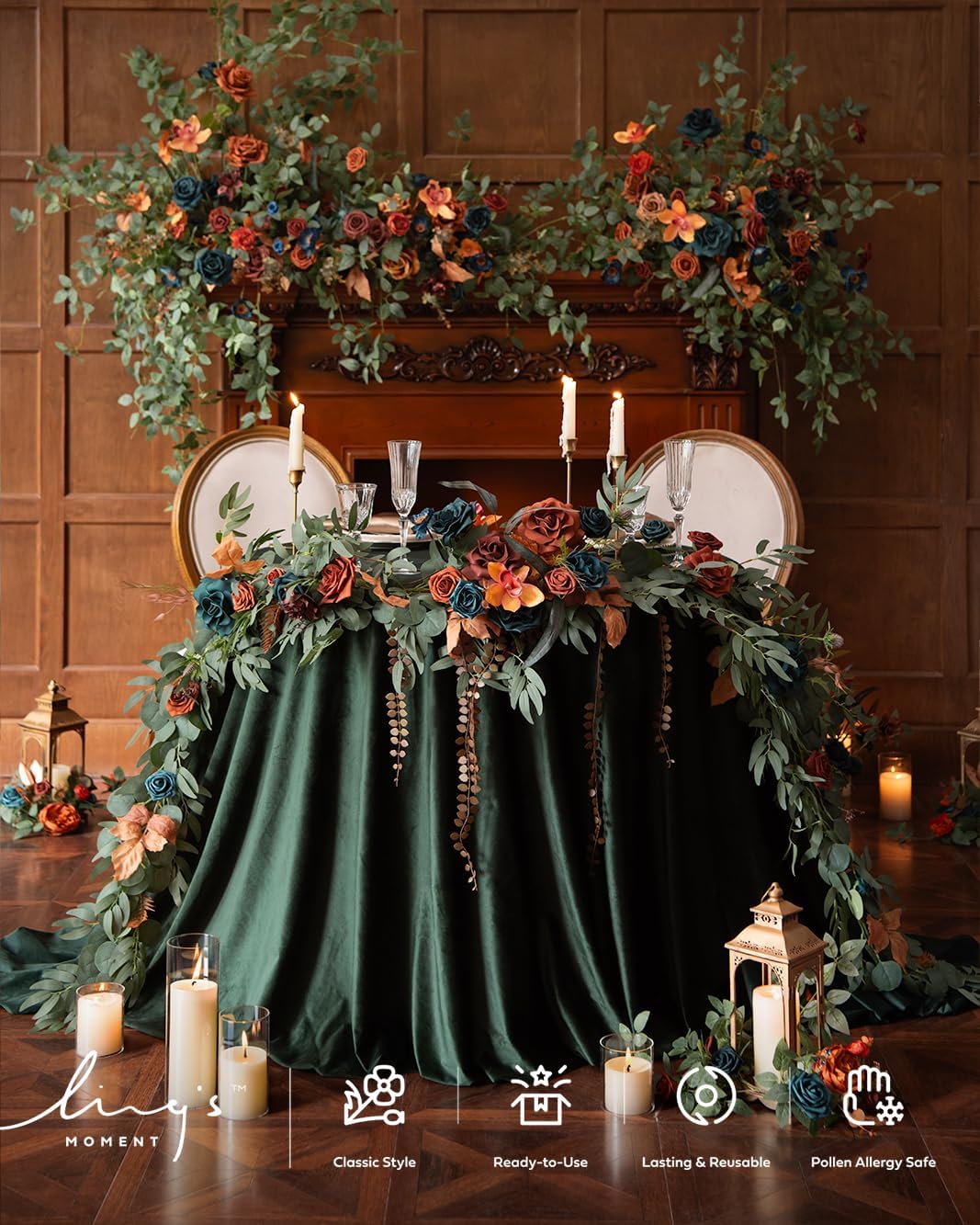 Ling's Moment Flower Garland - 6FT Eucalyptus & Rose - Sweetheart Table Decor for Wedding