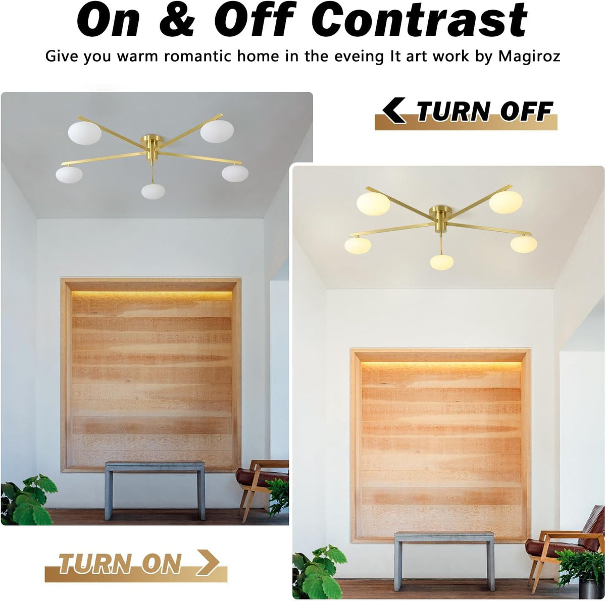 5 Lights Industrial Semi Flush Mount Ceiling Light Fixture Gold Modern Sputnik Chandelier Ceiling