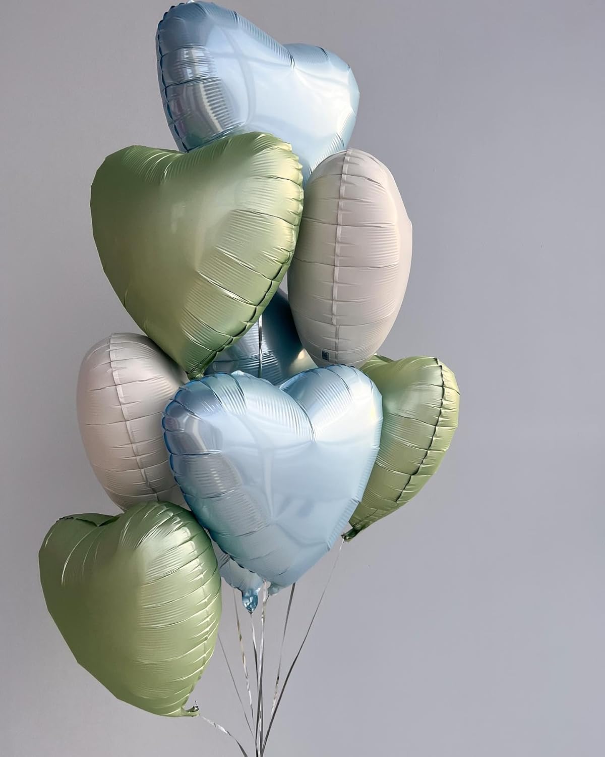 10Pcs Baby Blue Foil Heart Shaped Balloons 18 Inch Light Blue Heart Balloons For Baby Shower