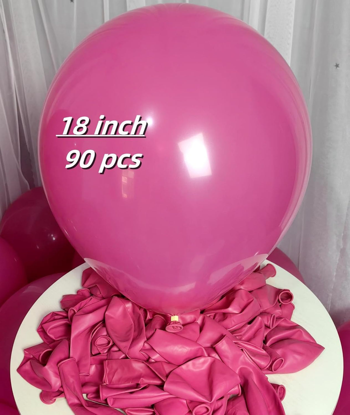90 Pack Hot Pink Balloons 18 inch Hot Pink Latex Party big Balloon Bulk for Various Party Events