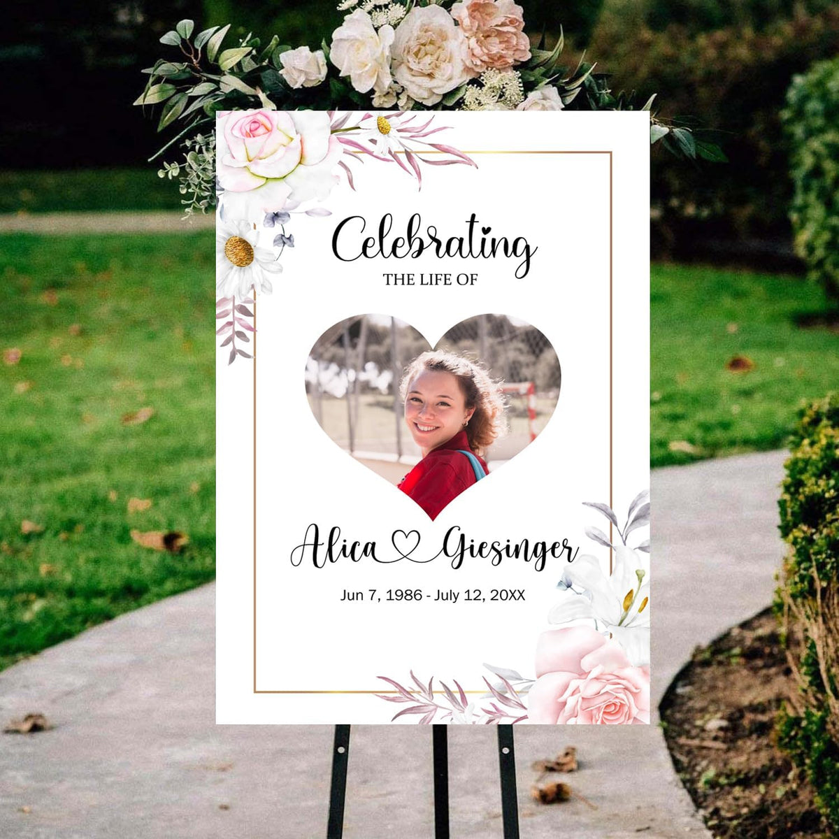 Funeral Heart Collage, Celebration of Life, Funeral Welcome Sign, Large Memorial Poster, Funeral