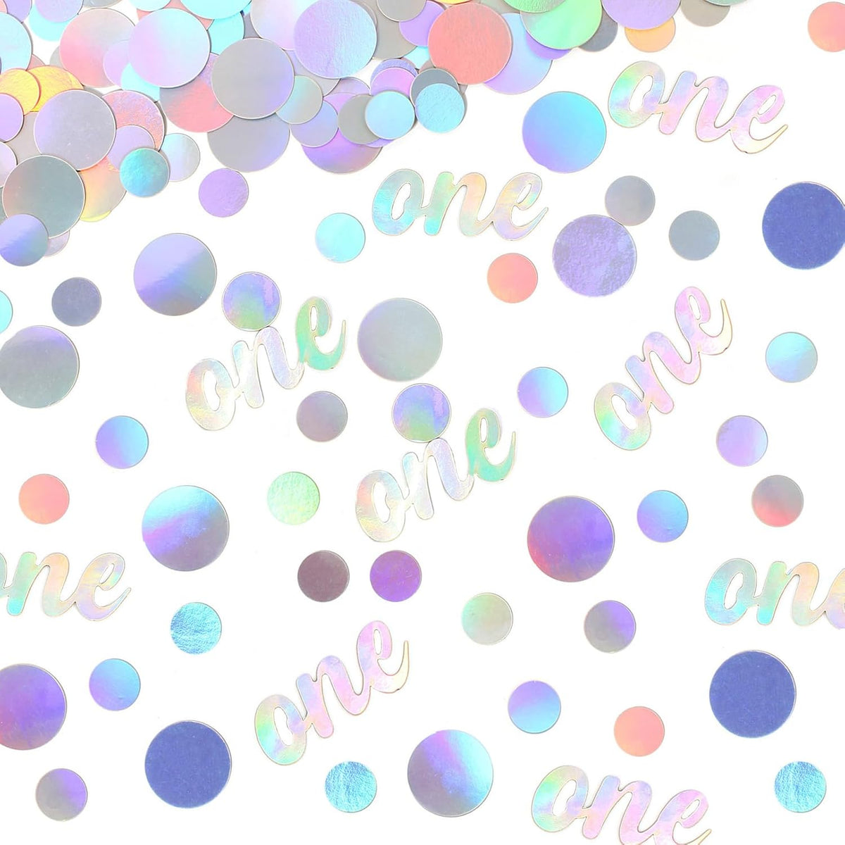 One Birthday Confetti Iridescent Baby First Birthday Decorations Circle Table Scatter Baby Shower