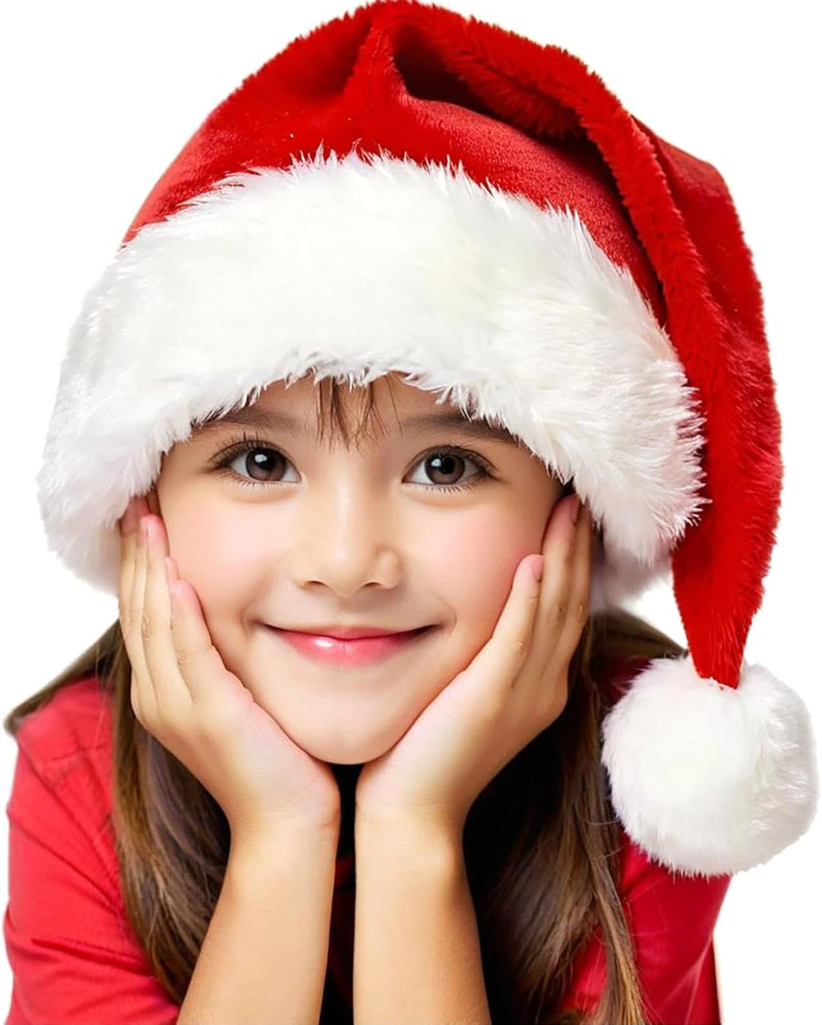 Christmas Hats, Santa Hat for Kids/Baby Unisex Warm Comfort Red Velvet Holiday Xmas Hat for New