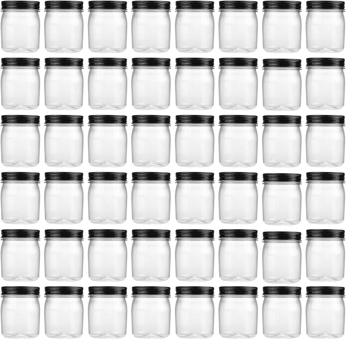 novelinks 8 oz Clear Plastic Jars with Screw-On Lids - BPA-Free Refillable Storage Containers for