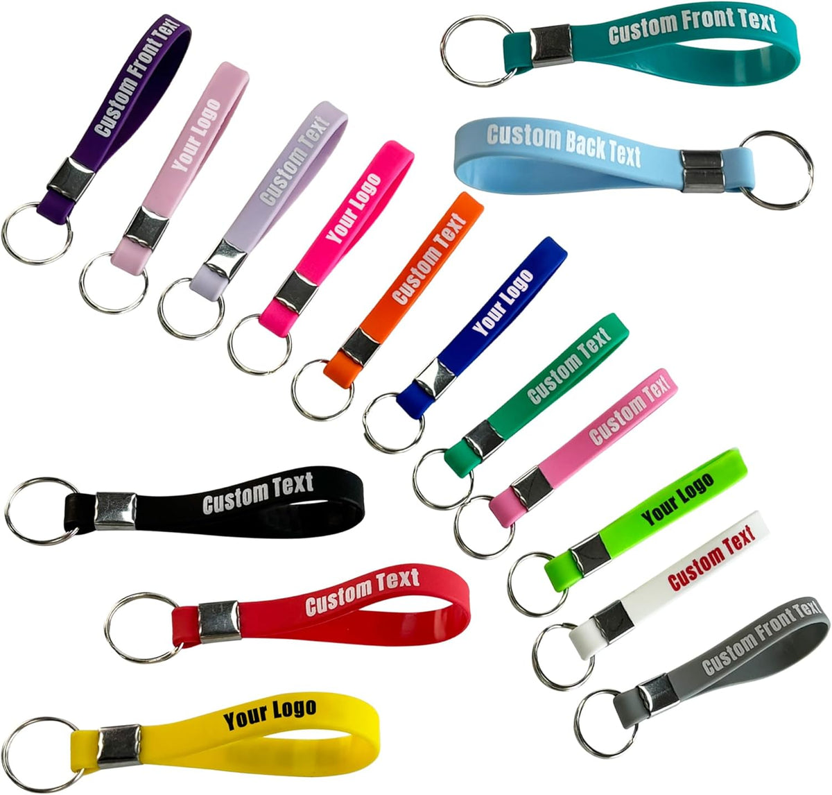30-5000PCS Personalized Silicone Keychains Custom Bulk With Text/Logo，Customizable Rubber Keyring