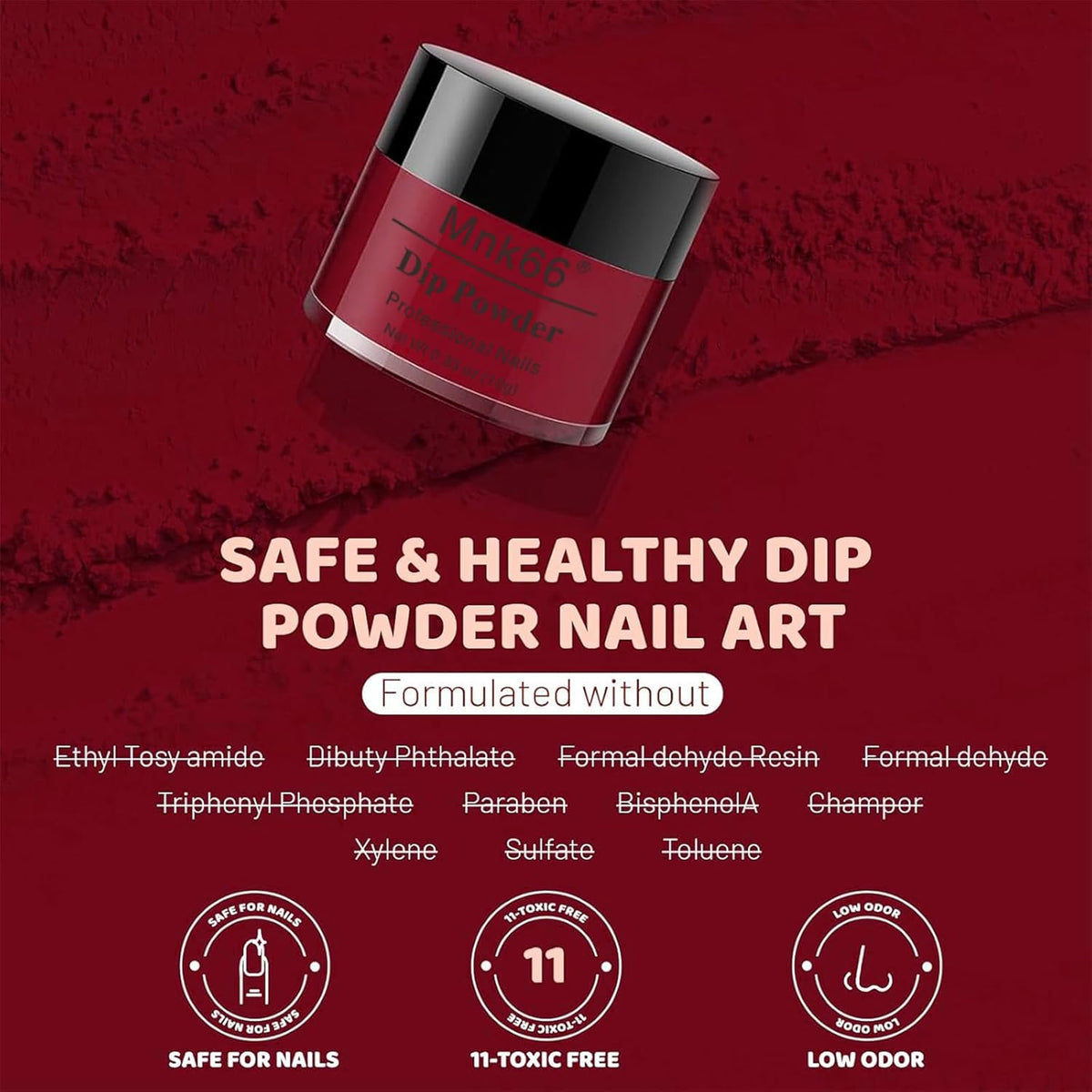 6 Colors Dip Powder Set, Hot Pink Red Dipping Powder Color Set, Glossy Nail Art Manicure DIY Salon