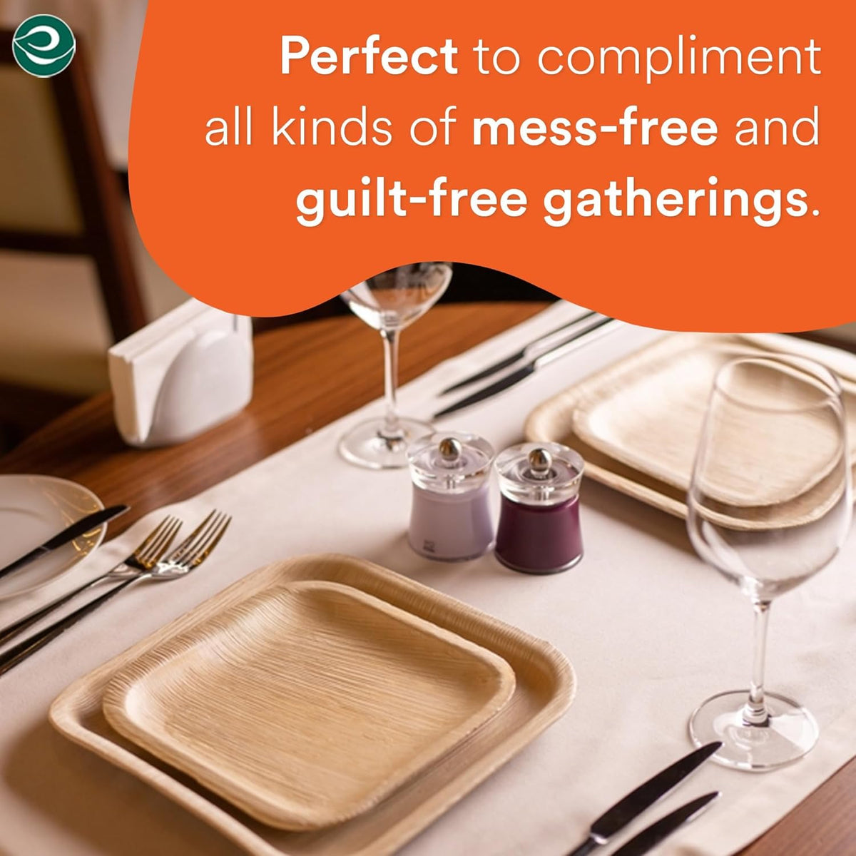 ECO SOUL Compostable 7 & 10 Inch Palm Leaf Square Plates (50 Count) Like Bamboo Plates |
