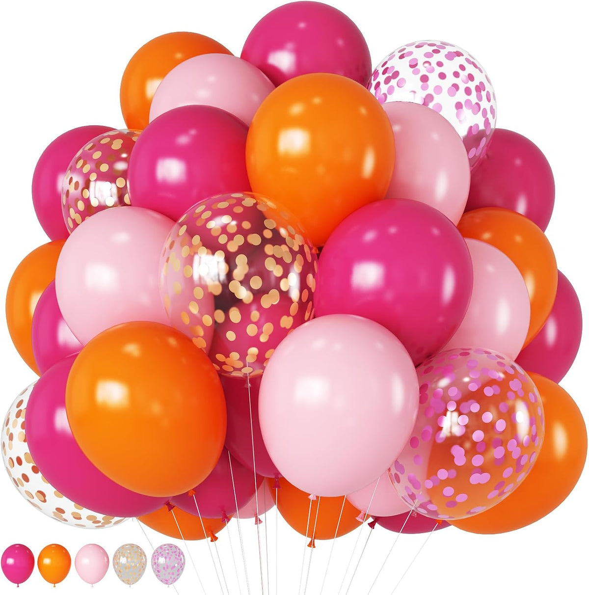 Pink and Orange Balloons 12 Inch for Fall Halloween Baby Shower Birthday Princess Tropical Wedding