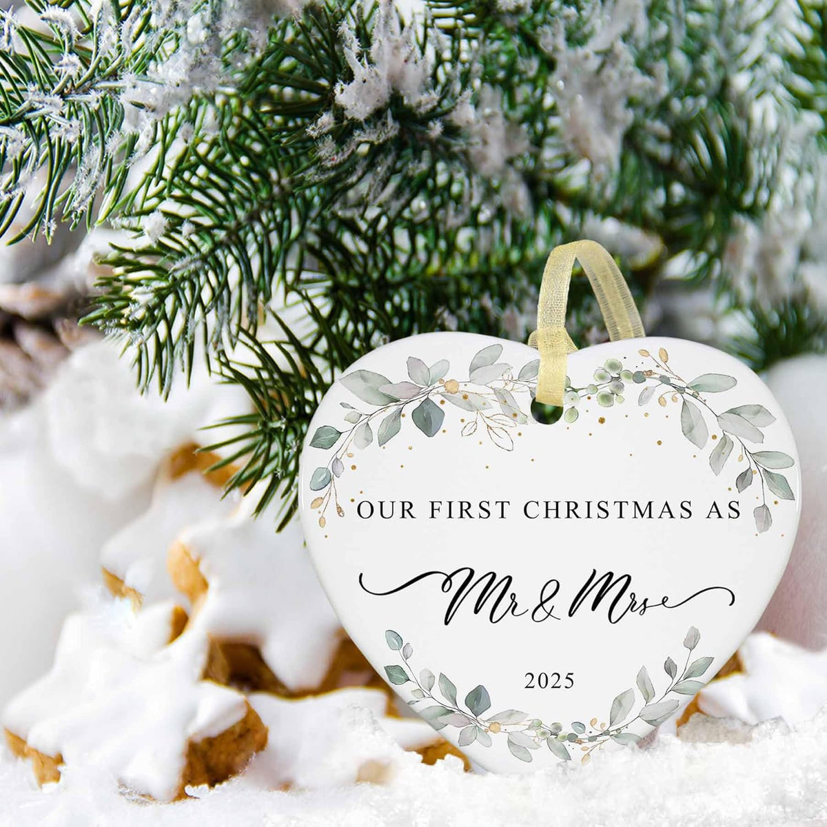2025 First Christmas Married Ornament,First Year as Mr and Mrs Christmas Hanging Ornament Wedding