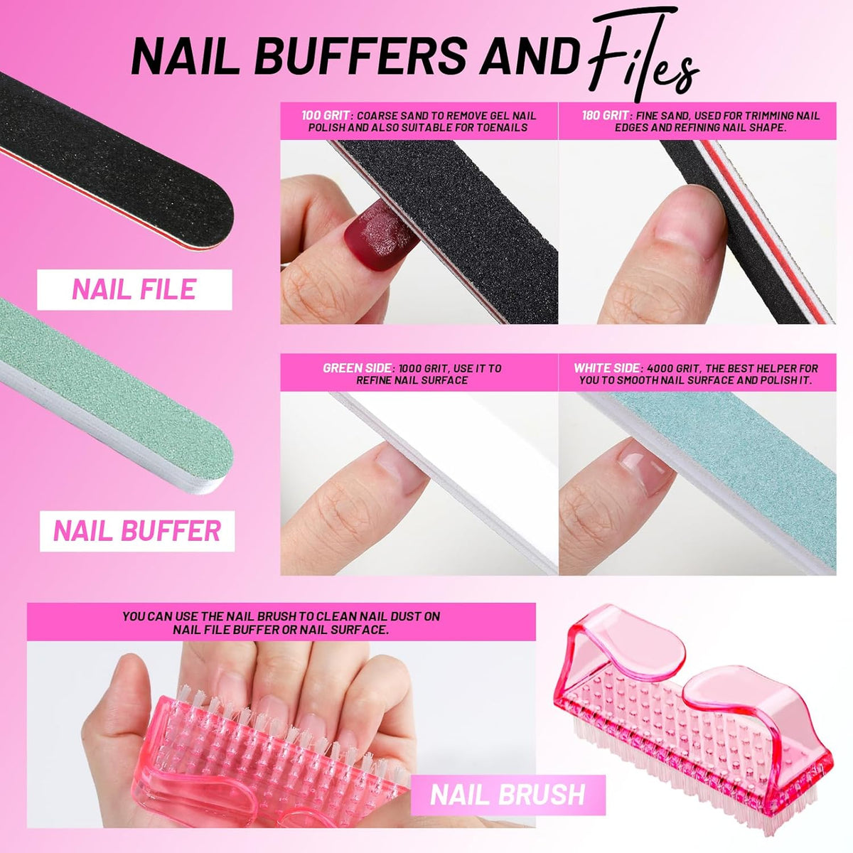 FANDAMEI Nail Buffers and Files, Nail Care Kit, Nail Cuticle Tools Set, Manicure Tools, Finger Nail