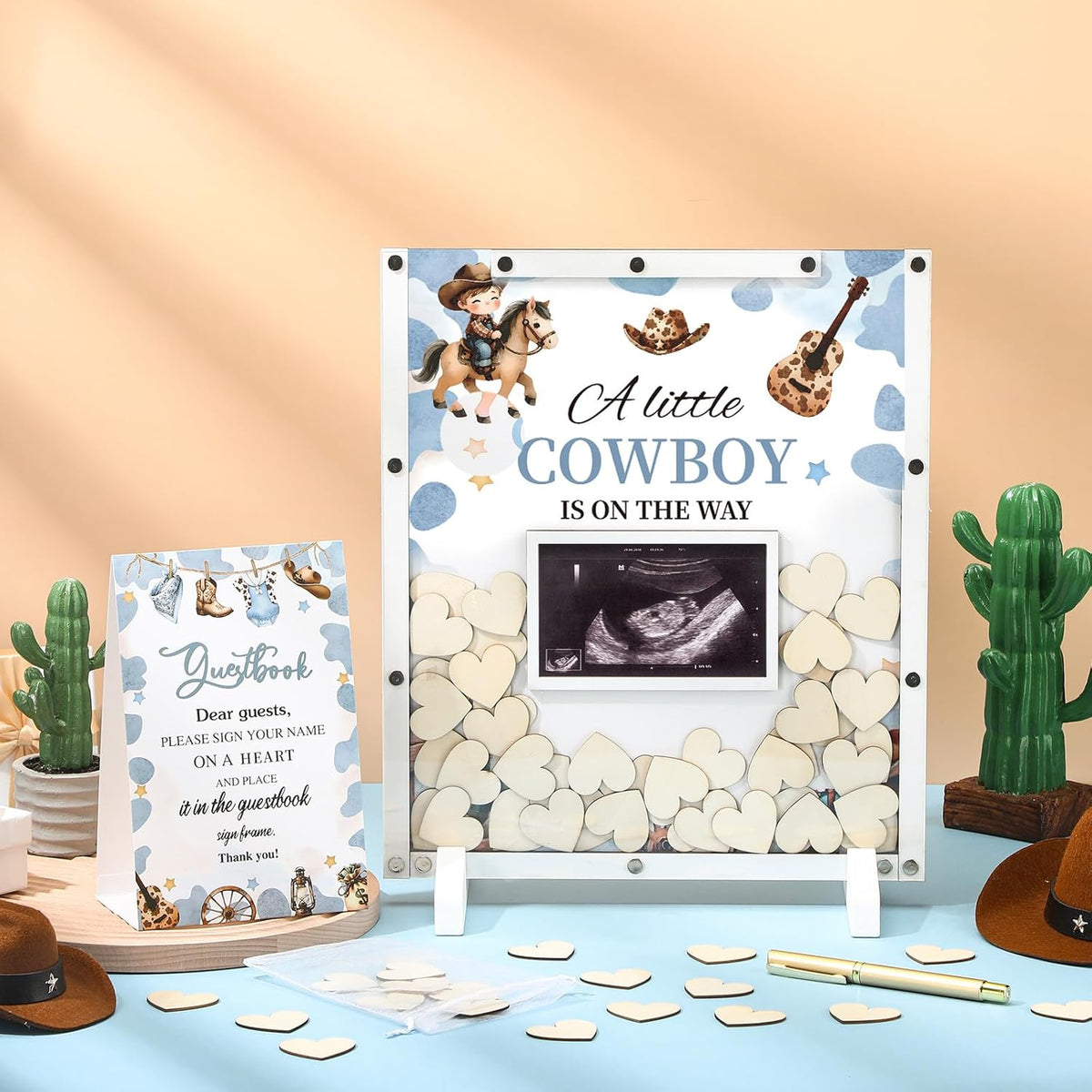 65 Pcs Cowboy Baby Shower Decorations Guest Book Alternatives a Little Cowboy is on The Way