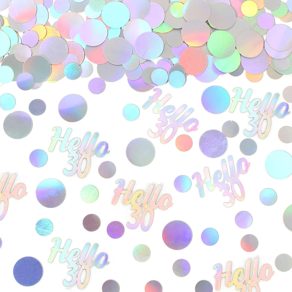 Hello 30 Birthday Confetti for Tables Iridescent Circle Dots Happy 30th Birthday Party Decorations