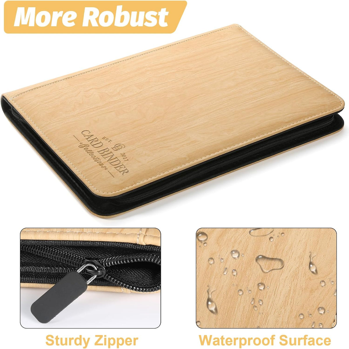9 Pocket Card Binder, Premium Zip Trading Card Binder, 540 Double Sided Pocket PU Collection