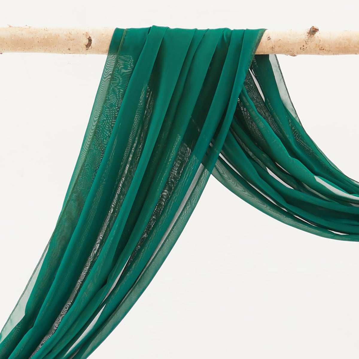 Wedding Arch Draping Fabric,2 Panels 18FT Emerald Green Sheer Chiffon Curtain Drapes 6 Yards for