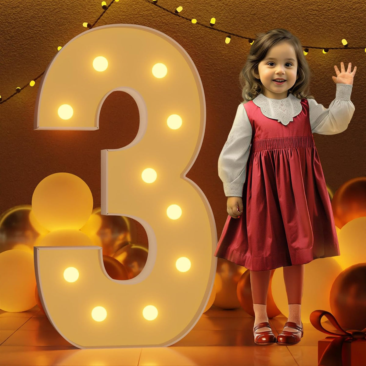 Marquee Numbers 4 Feet Tall Large Light Up Numbers 3th 13th 30th Three RexBirthday Decorations Girl