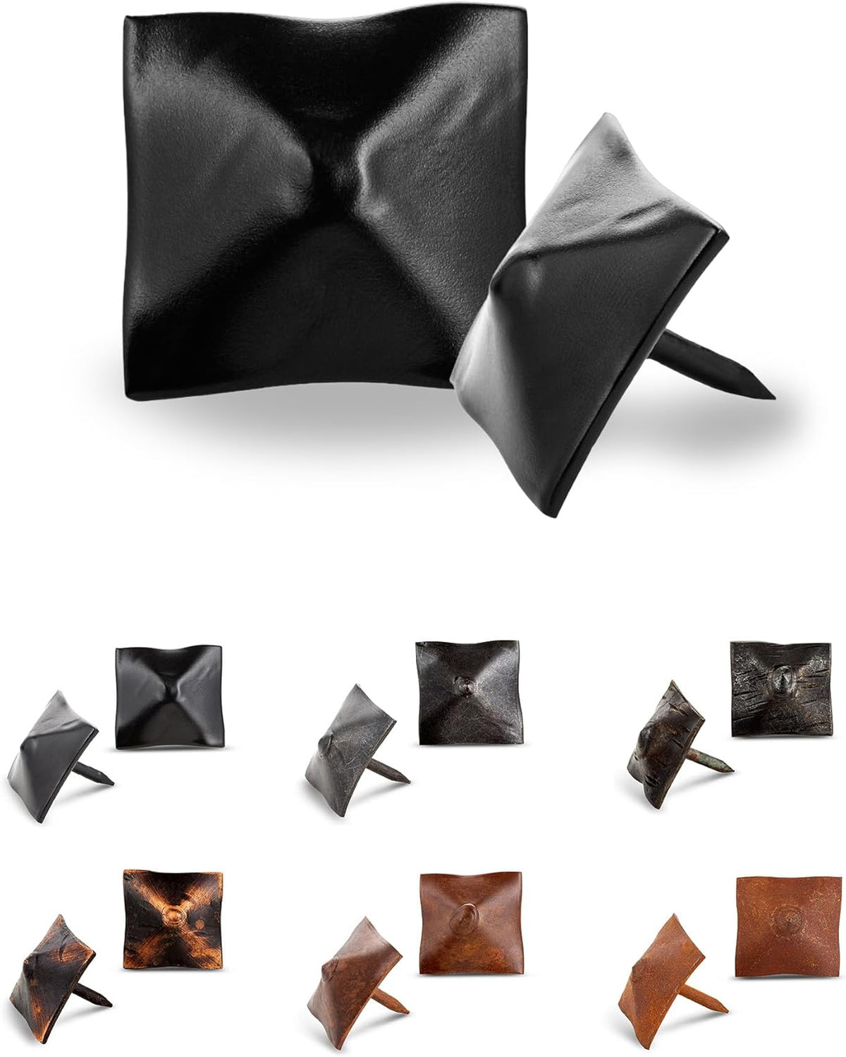 100 Pack 1" Square Head Iron Clavos Decorative Nails – Black – Handmade Rustic Square Fasteners for
