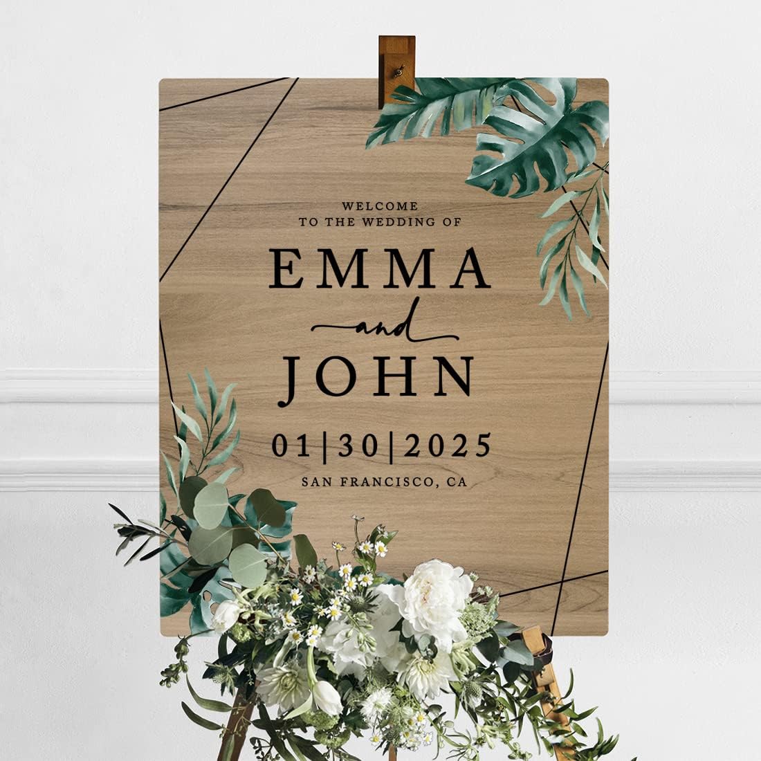 Andaz Press Large Wooden Welcome Sign for Wedding, Rustic Welcome Sign 16" x 20" Custom Names