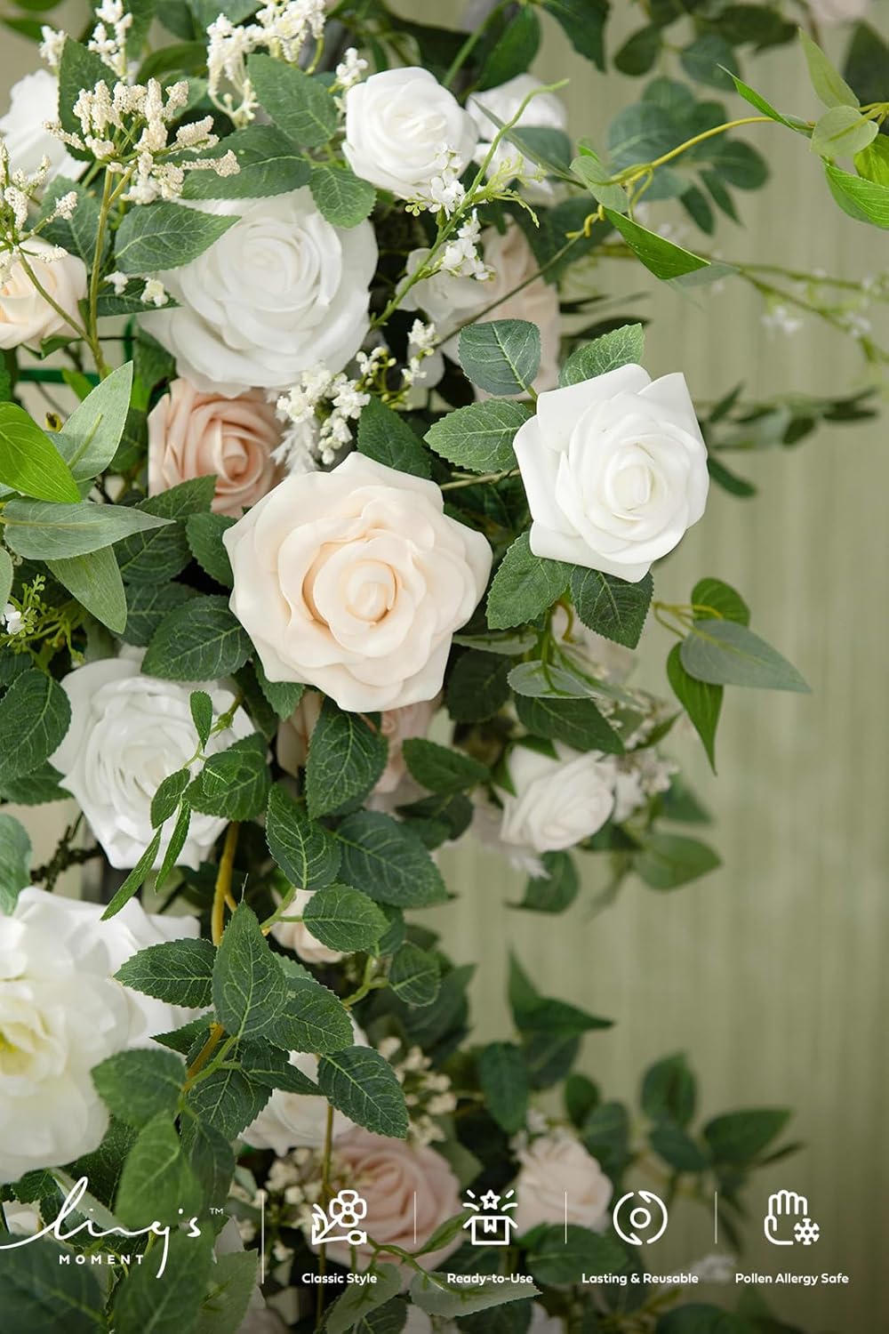 Ling's moment Flower Garland - 6FT Eucalyptus & Rose - Sweetheart Table Decor for Wedding