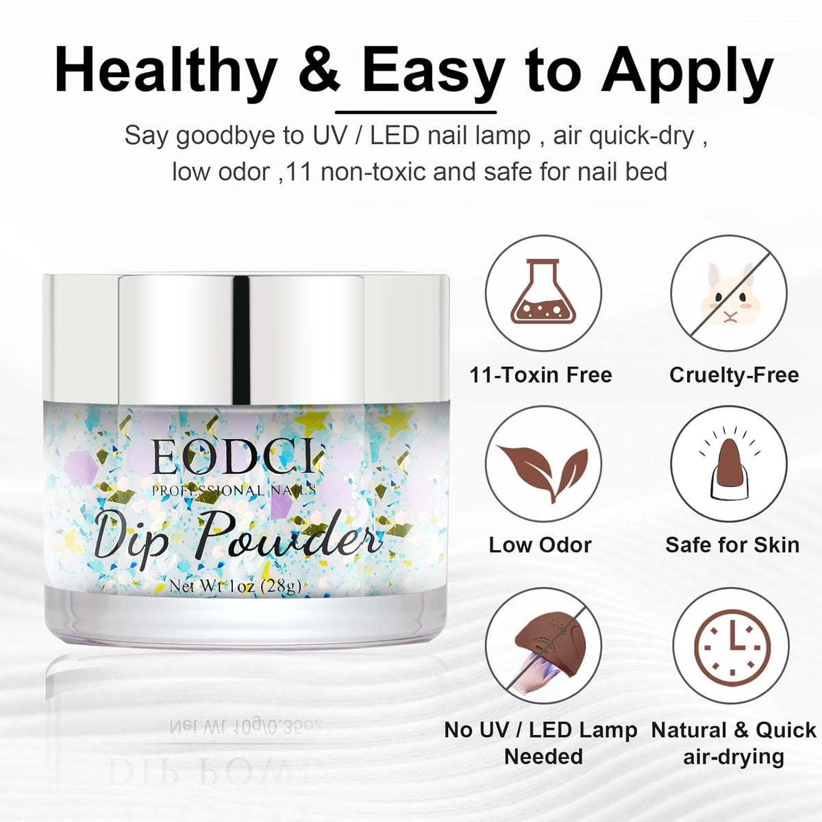 Dip Nail Powder, Moon Star Glitter Color Dip Powder Nail Art Starter Manicure DIY - No Needed Nail