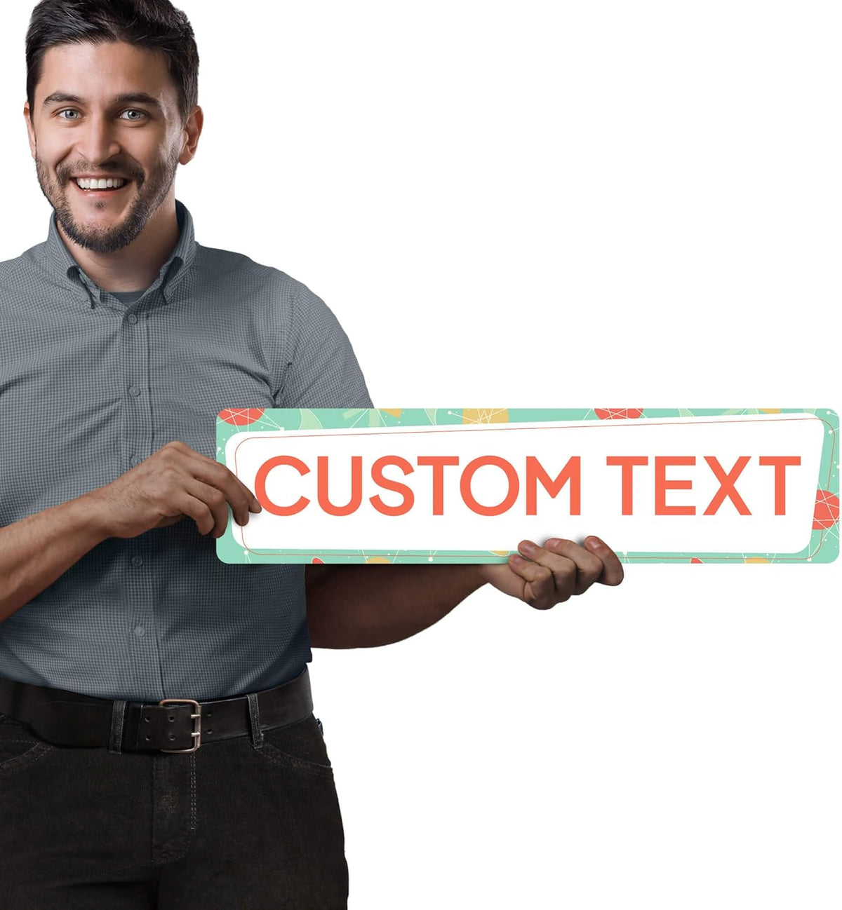 Custom Sign, Custom Street Sign, 11 Font Colors, 13 Font Styles, 4 Hole Options, 22 Sizes, 6x24