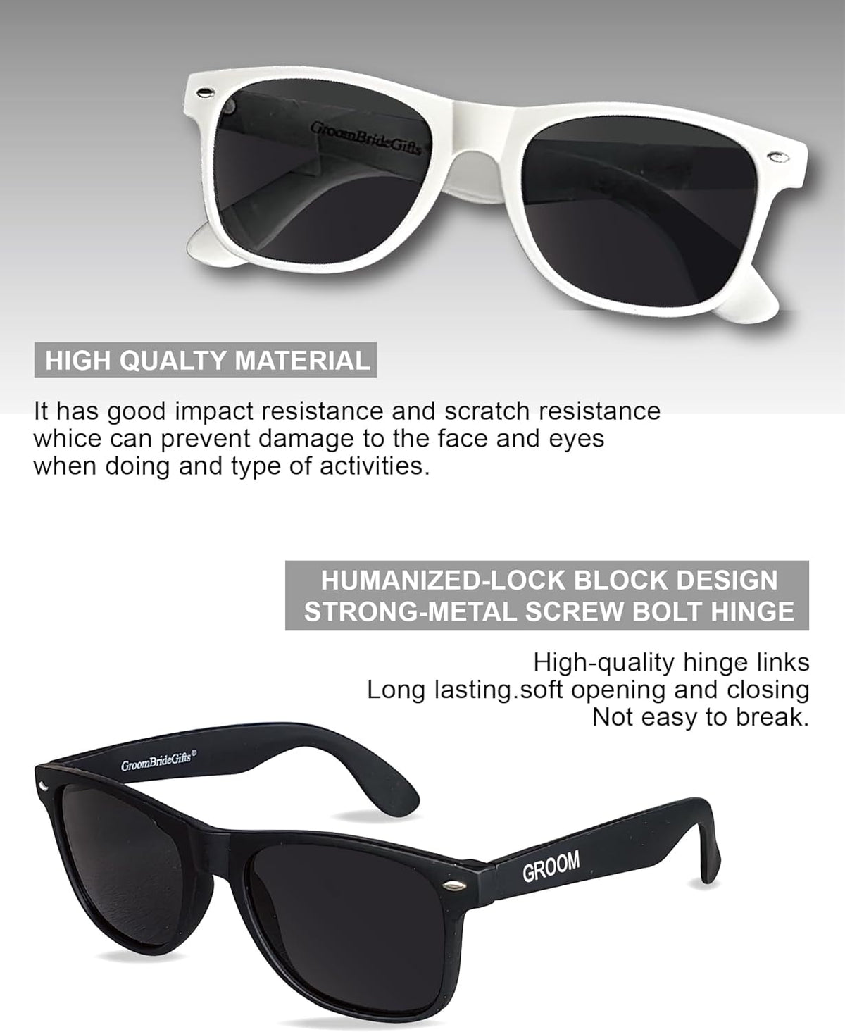 Bride and Groom Polarized Sunglasses for Wedding – UV400 Protection, Lightweight & Stylish Couple