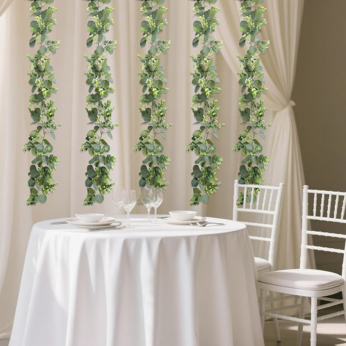 MAKHOT 2pcs Artificial Eucalyptus Garland, 5.9FT Greenery Garland Flower Spring Summer Green