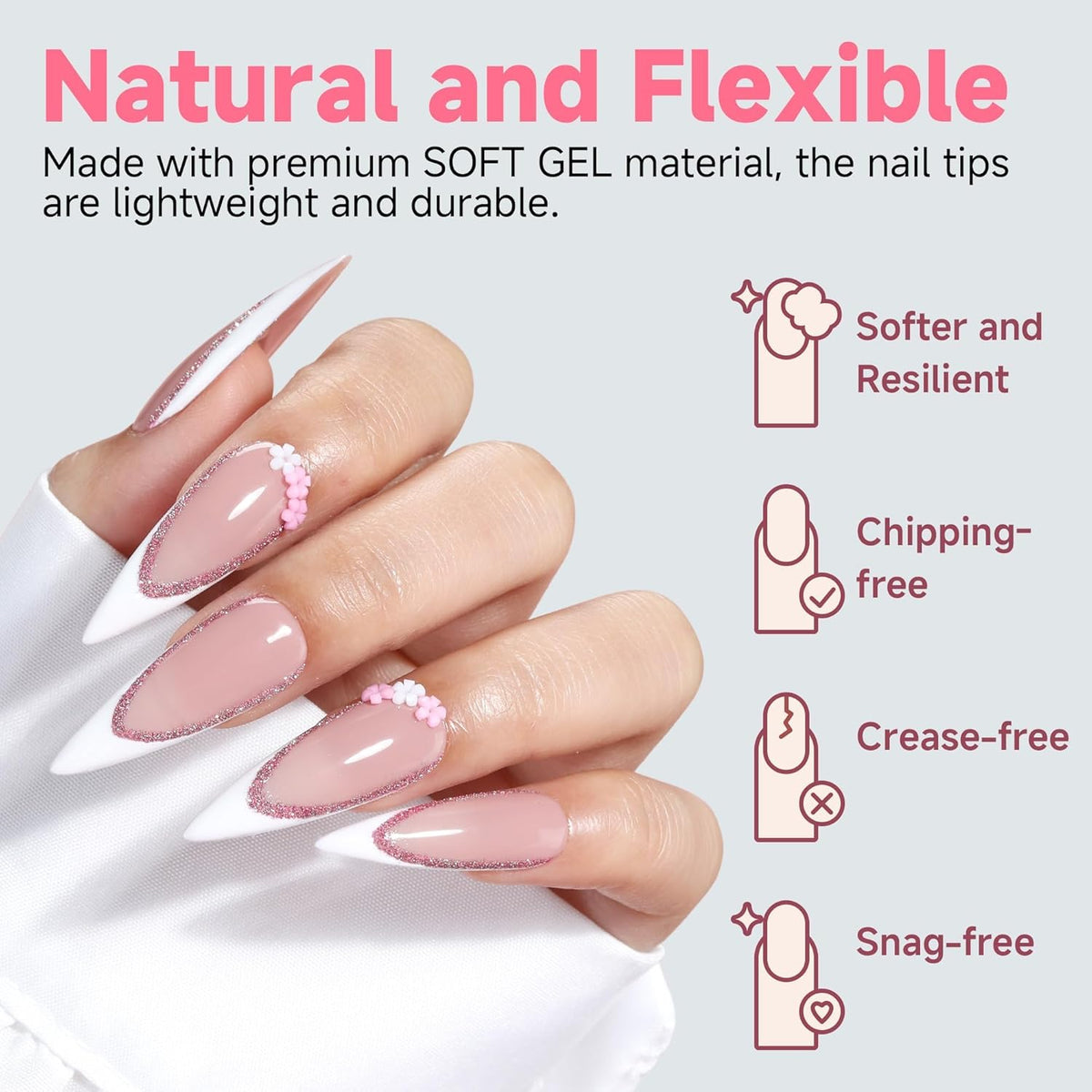 UNA GELLA Stiletto Gel Nail Tips Long: Full Cover 312pcs Half Matte Halloween Stiletto Gel Tips