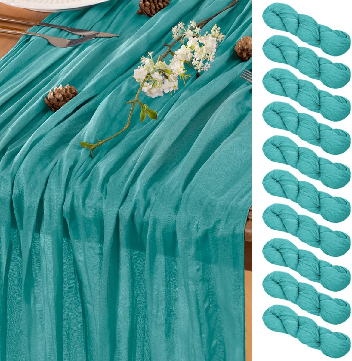 Teal Table Runner Cheesecloth Table Runners 10 Pack 10FT Baby Shower Decoration 120 Inches Fall