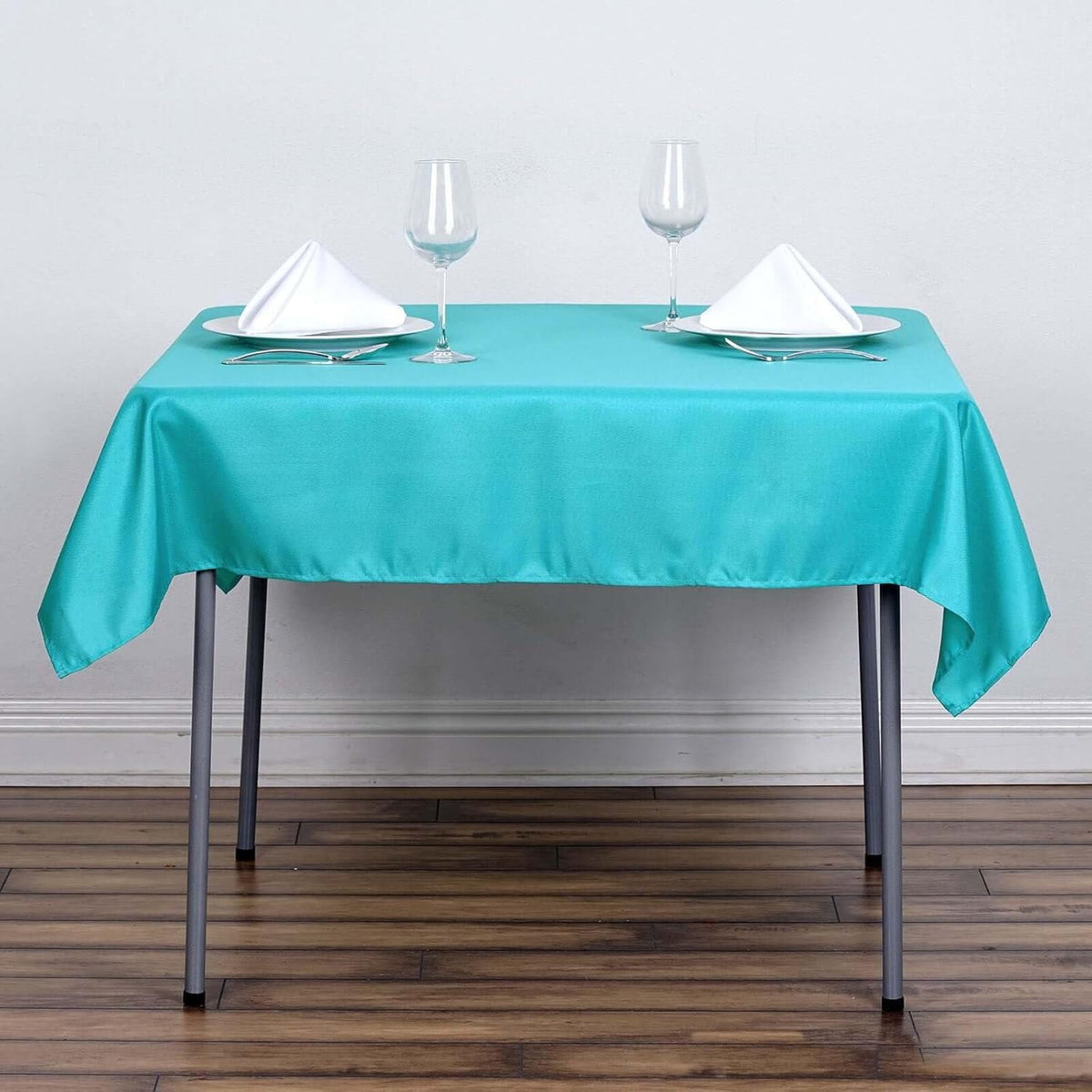 Efavormart 54x54 Turquoise Wholesale Linens Seamless Polyester Square Linen Tablecloth for Wedding