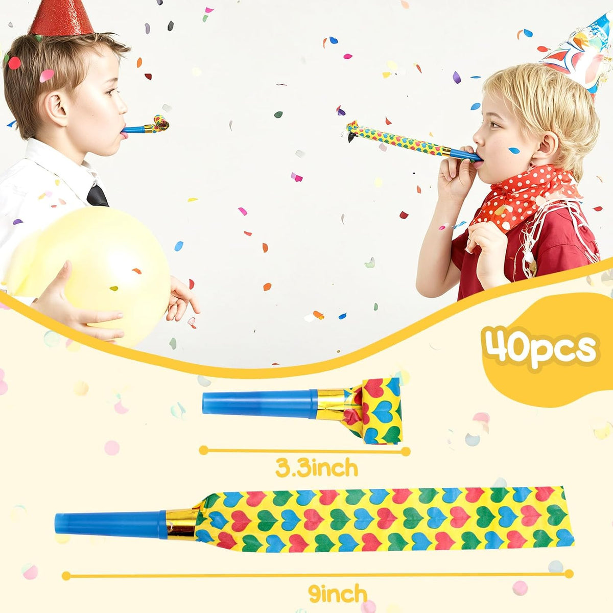 LovesTown 40PCS Party Blowers, Colorful Birthday Noisemakers Birthday Blow Horns Party Whistles New