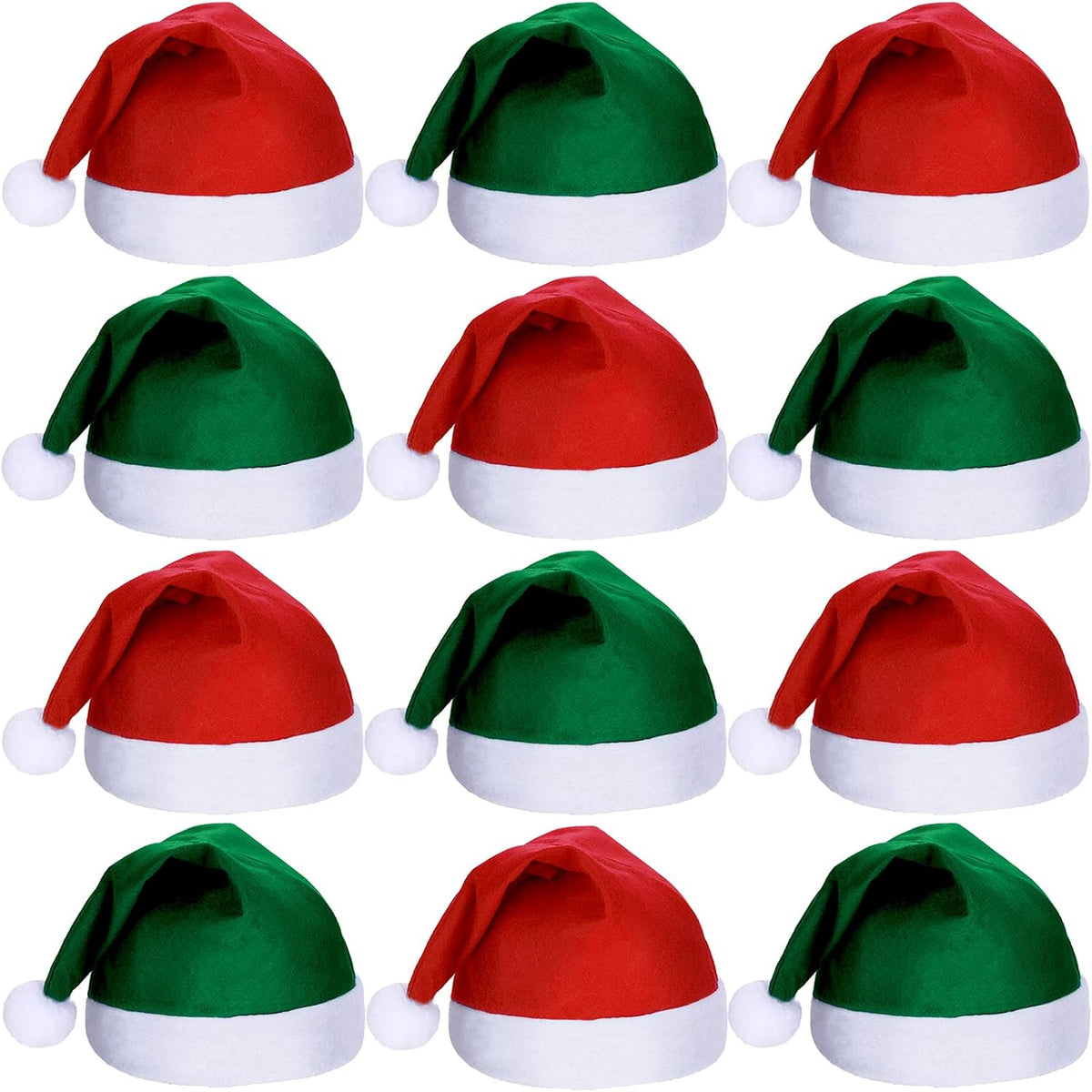 SATINIOR 12 Pieces Santa Hats Christmas Non Woven Fabric Hat for Holidays Xmas Party Supplies