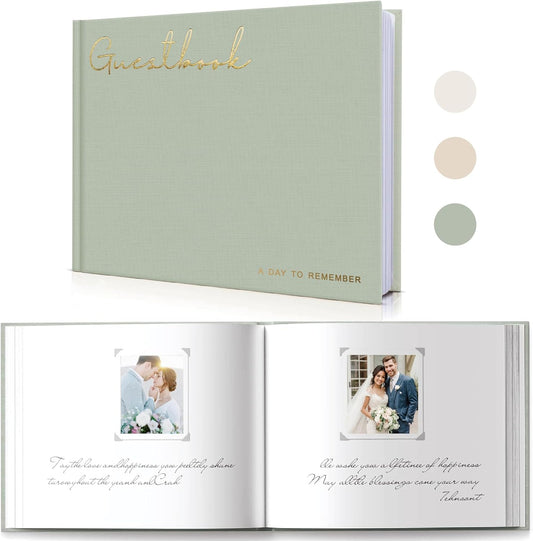 Elegant Linen Wedding Guset Book - Polaroid Guest Book for Wedding Reception,Baby Shower,Bridal