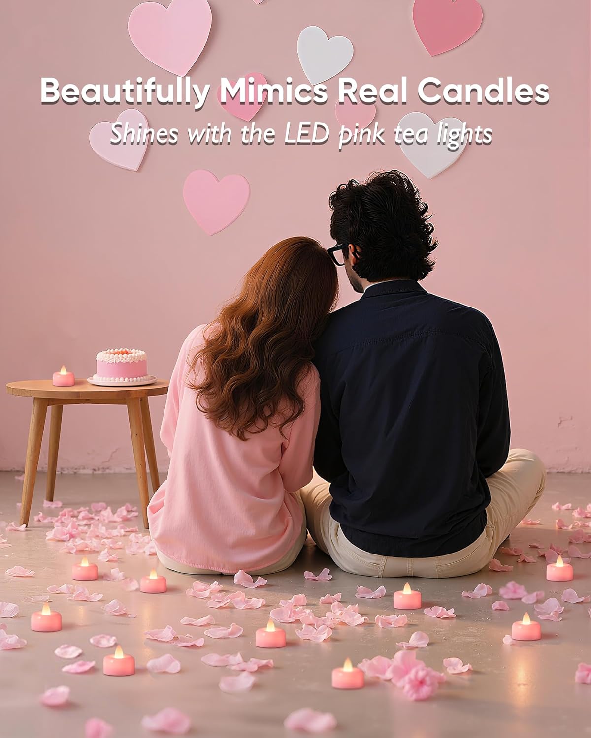Amagic 12 Pack Pink Flameless LED Tea Lights Candles Battery Operated, Electric Fake Tealight