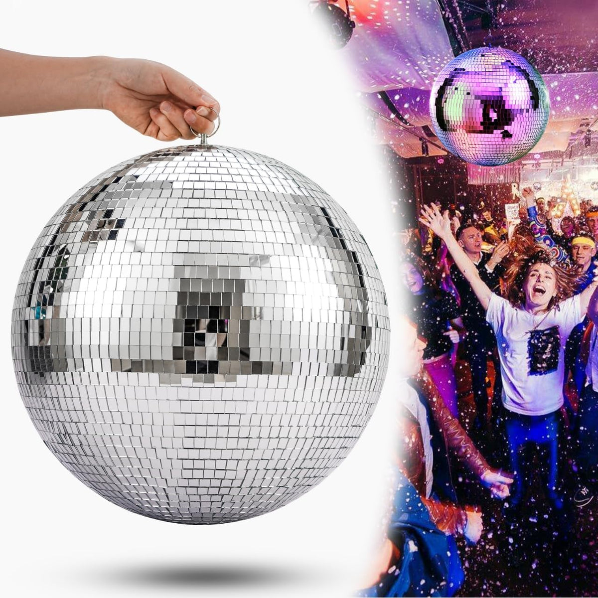 16inch Large Mirror Disco Ball - Hanging Big Disco Ball for Party Decorations, DJ Clubs, Weddings
