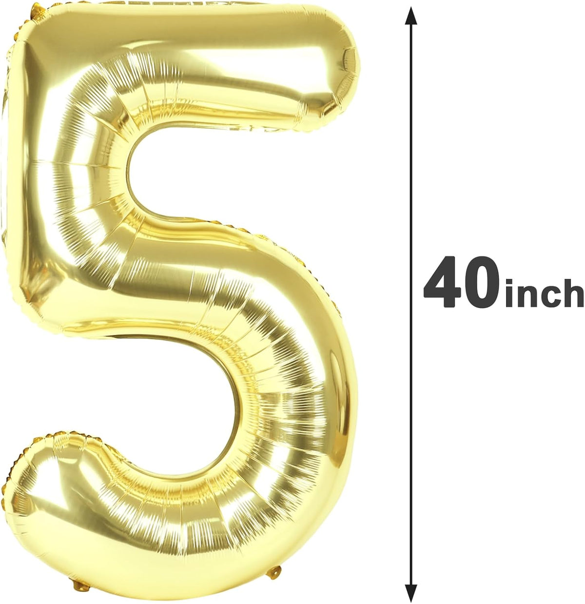 Light Gold 40 Inch Large Number 5 Birthday Balloon, Five 5th 15 25 35 50 55 Birthday Celebration