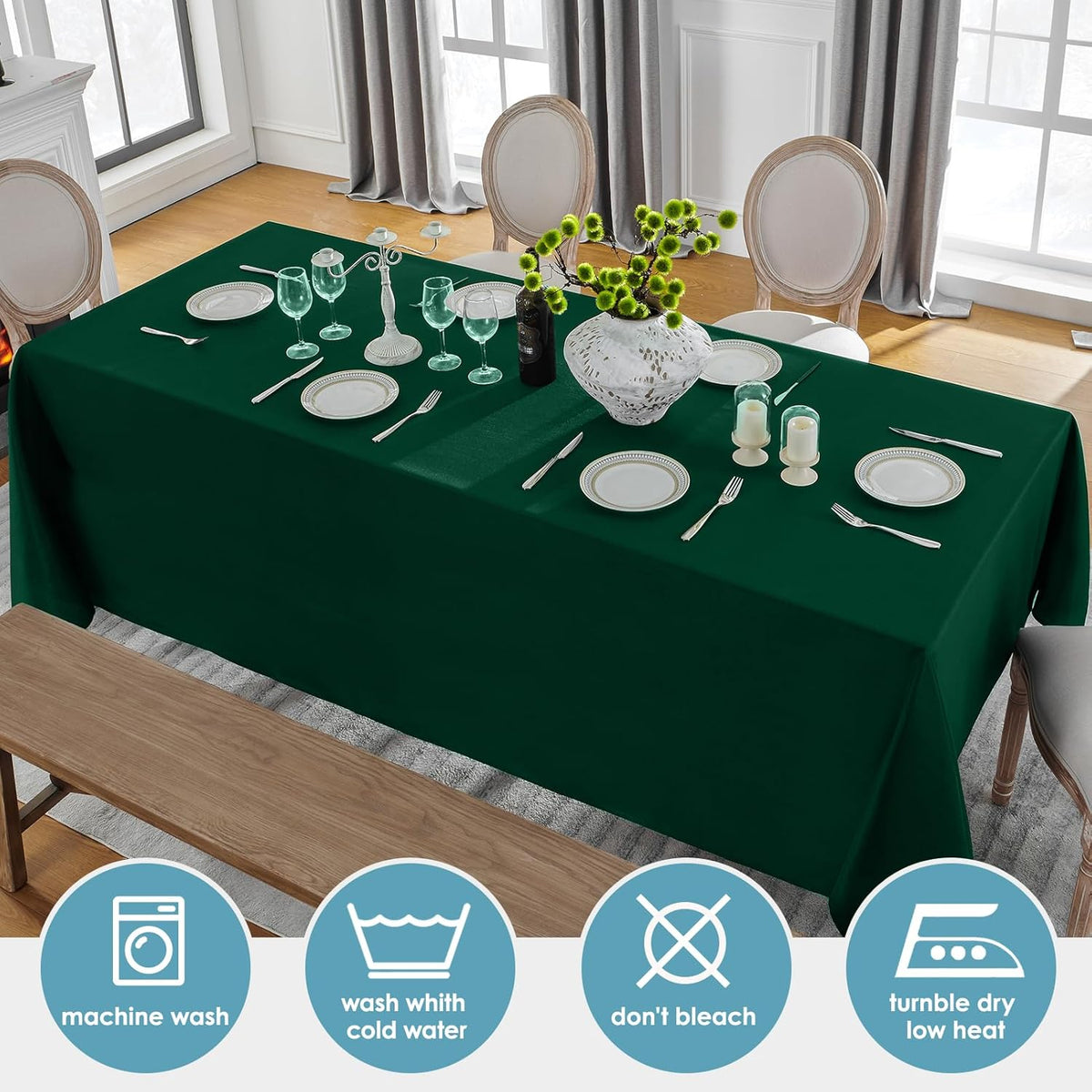 VidaFete 2 Pack 90 * 132inch Rectangle Table Cloth Polyester, Stain Wrinkle Resistant Polyester
